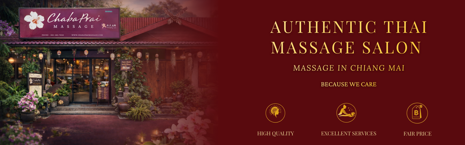 ChabaPrai Massage and Spa exterior, authentic Thai massage salon in Chiang Mai
